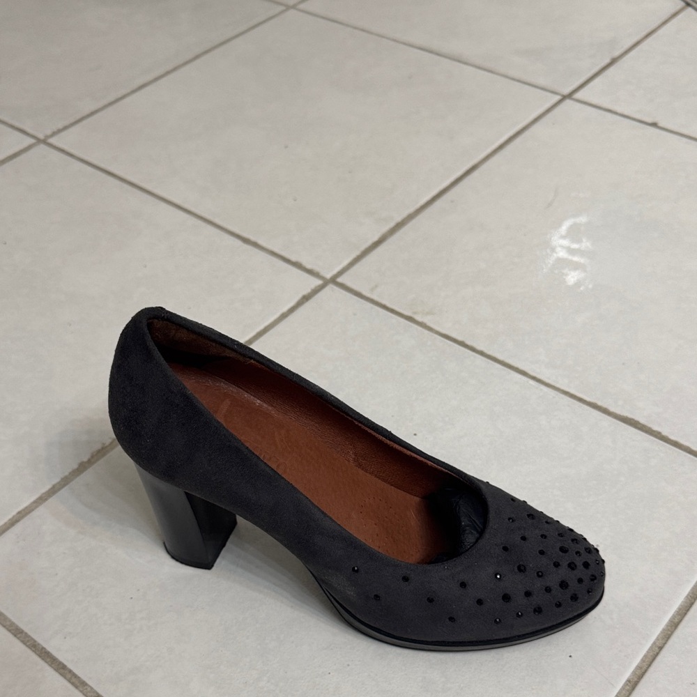 Chic Black Women's Heel with Studded Design - comfortable, made in Spain